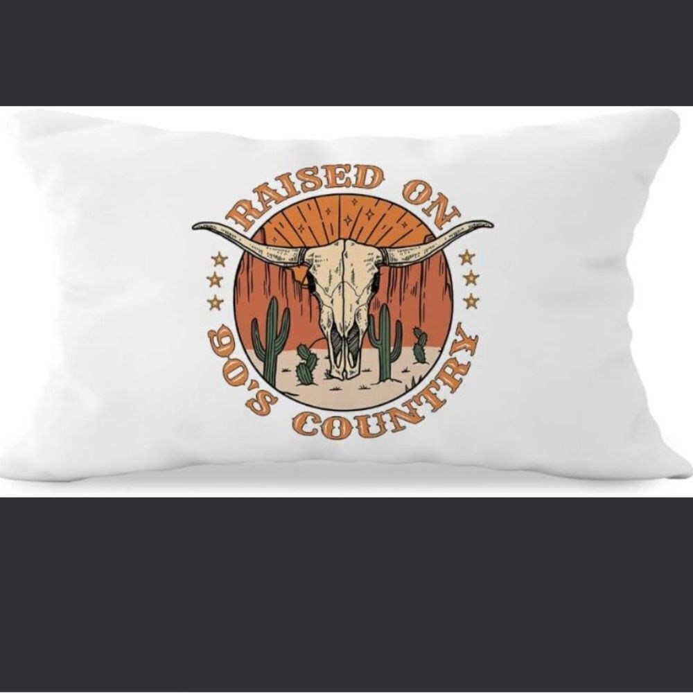 Raised On 90'S Country Retro Western Country Throw Pillow Cover 12 X 20 Inch,